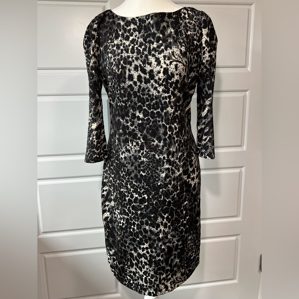 Animal Print Dress Sequin Detail Cocktail Party Dress‎